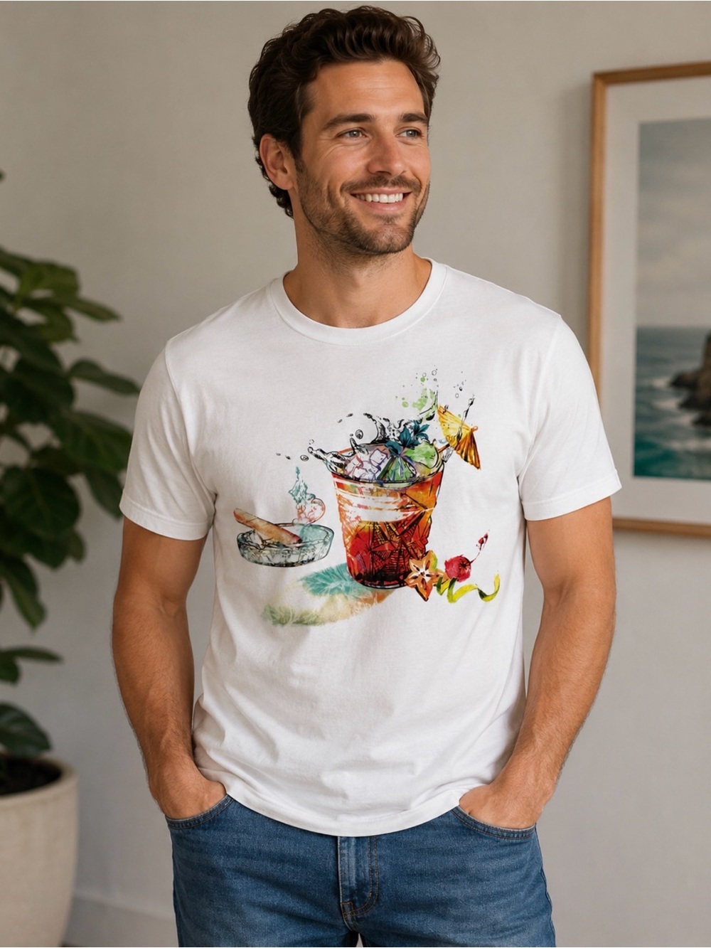 Robert Graham Cocktail T-Shirt Size Medium